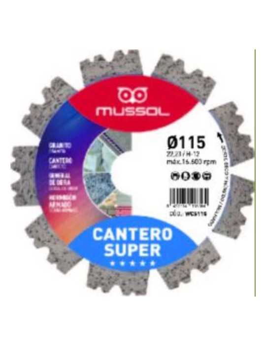 Disco de diamante MUSSOL cantero super 115mm eje 22,2 mm
