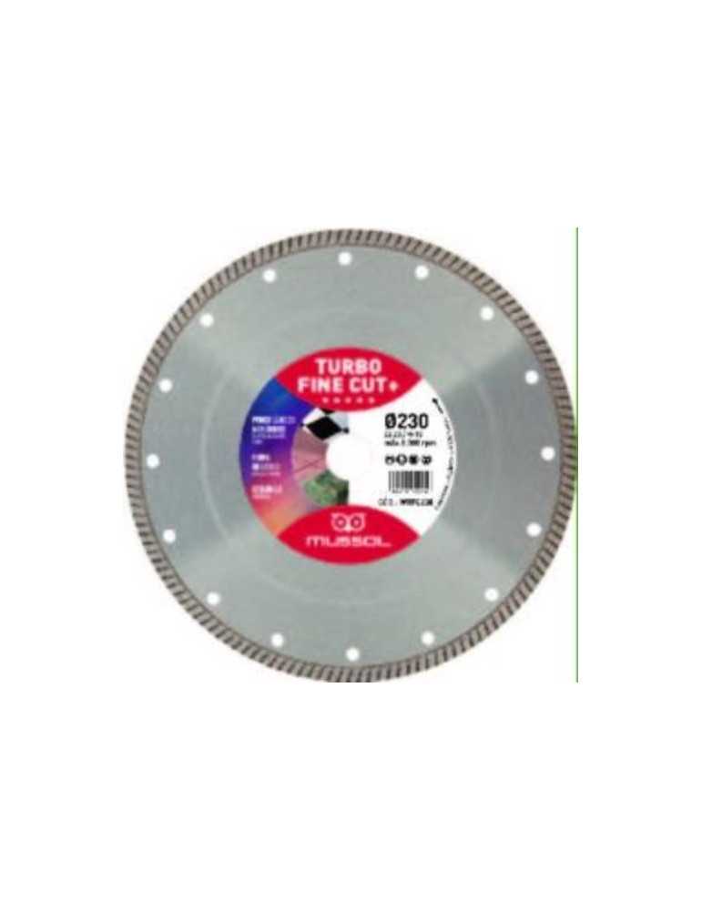 Disco de diamante MUSSOL turbo fine cut + 230mm eje 22,2mm