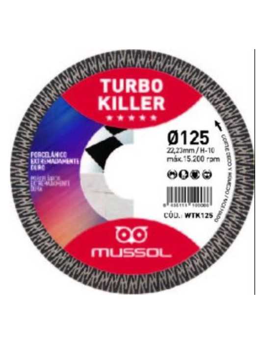 Disco de diamante MUSSOL turbo killer 125mm eje 22,2mm