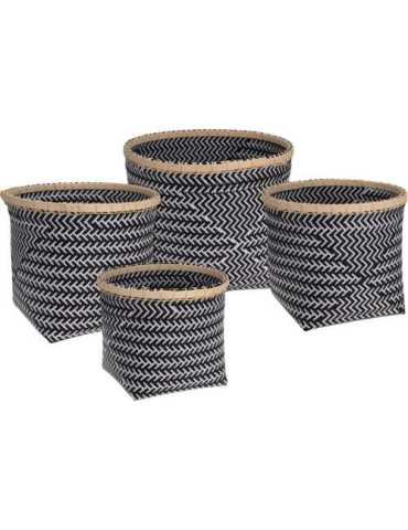 Set 4 cestas bambu negro/blanco HZ1002910