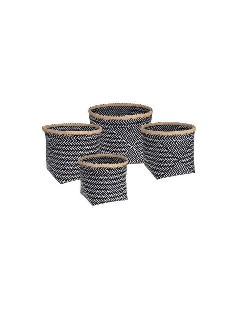 Set 4 cestas bambu negro/blanco HZ1002910