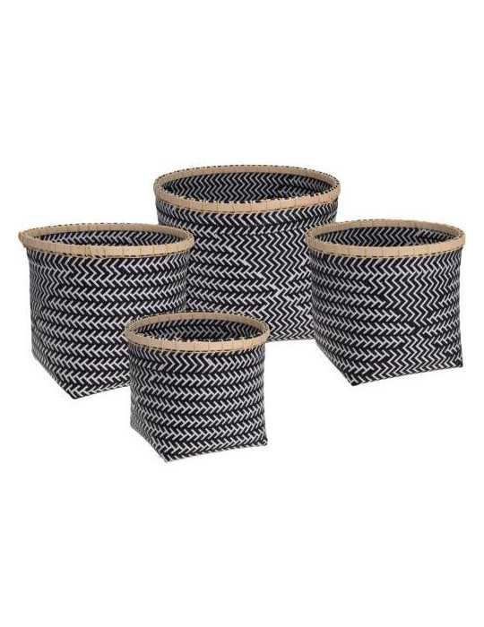 Set 4 cestas bambu negro/blanco HZ1002910