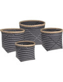 Set 4 cestas bambu negro/blanco HZ1002910