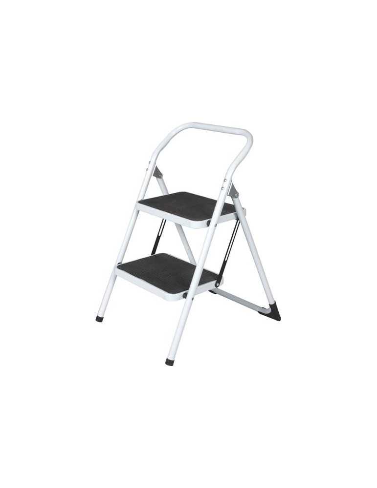 Taburete acero CR goma plegable 2 peldaños tas-2