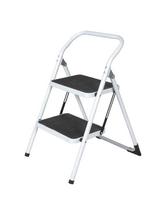 Taburete acero CR goma plegable 2 peldaños tas-2