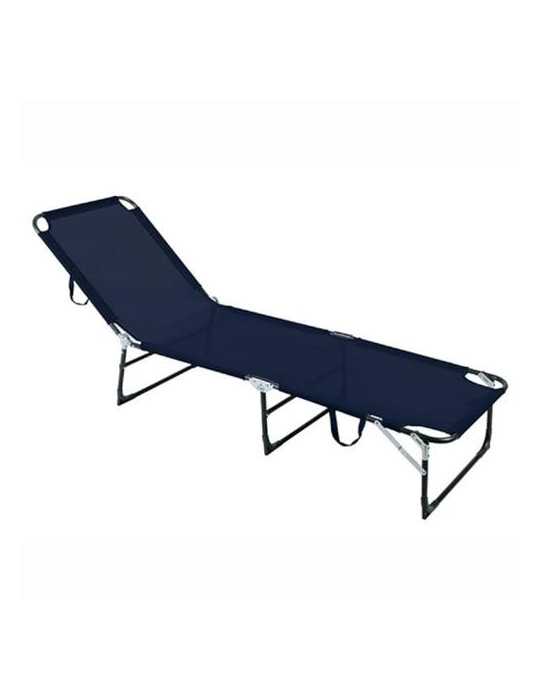 Cama plegable acero gris y texaline azul oscuro