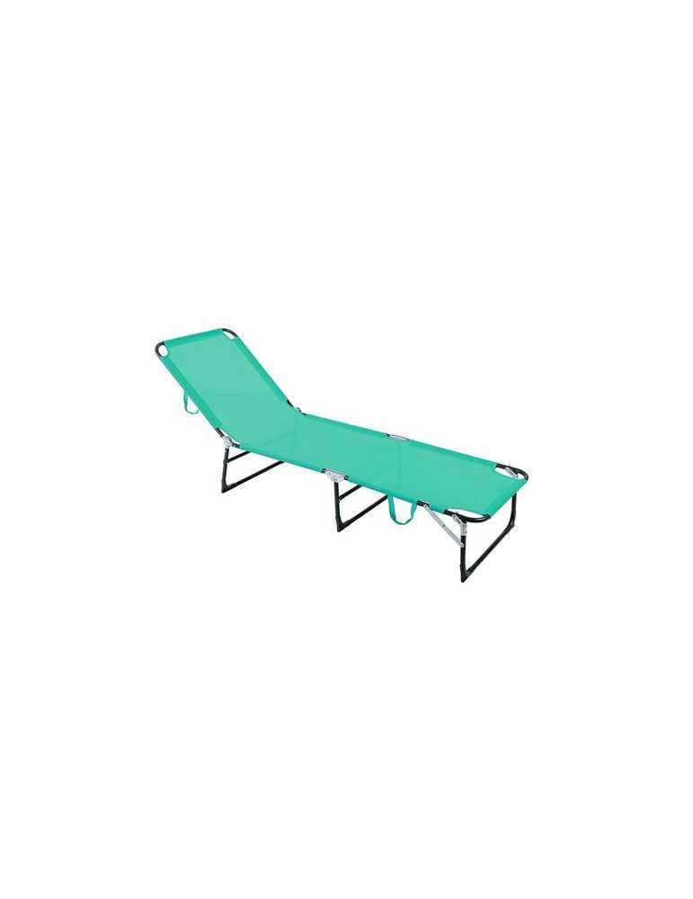 Cama plegable en acero gris y texaline turquesa