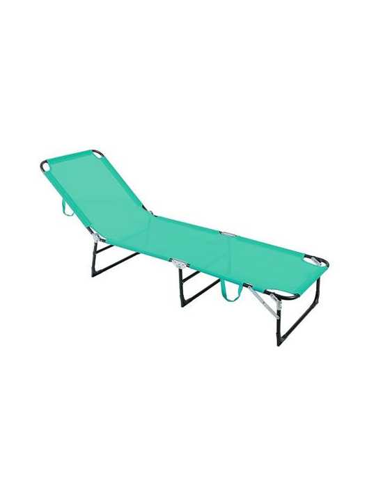 Cama plegable en acero gris y texaline turquesa