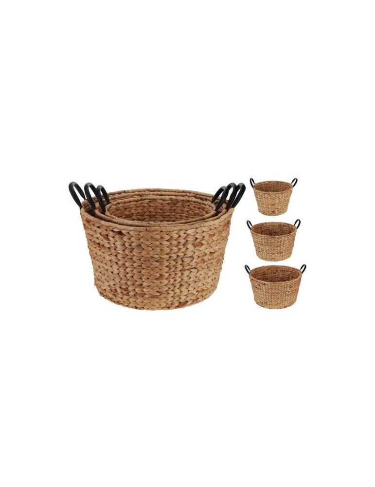 Set 3 cestas trenzado maiz redondo 449000080