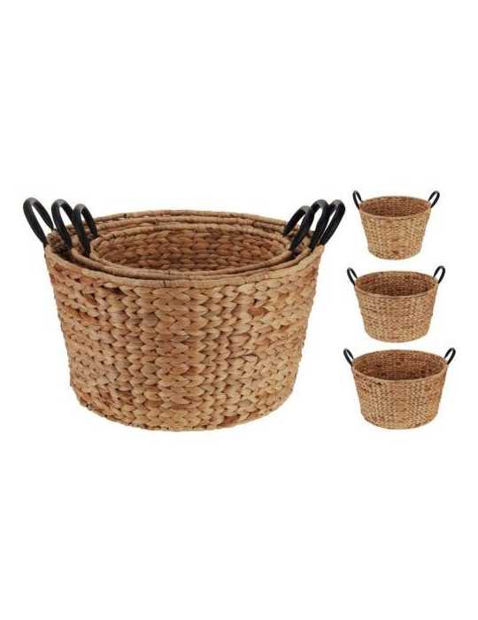 Set 3 cestas trenzado maiz redondo 449000080