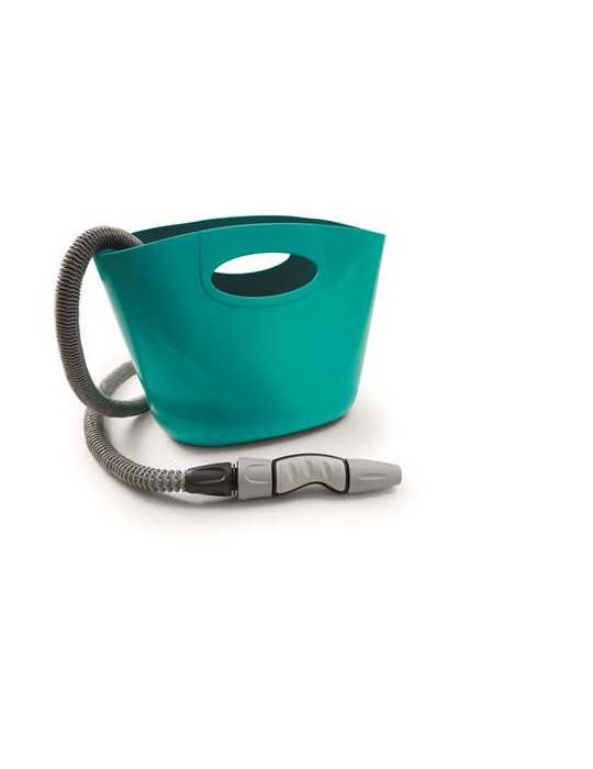 Cesta manguera HOZELOCK C/15m. Extensible + accesorios Aquapop 15 azul