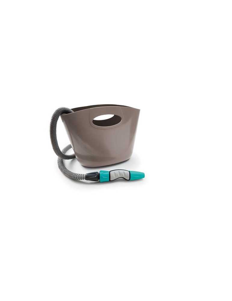Cesta manguera HOZELOCK c/15m. Extensible + accesorios Aquapop 15 gris