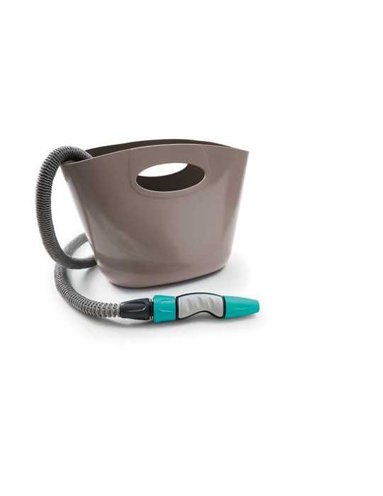 Cesta manguera HOZELOCK c/15m. Extensible + accesorios Aquapop 15 gris