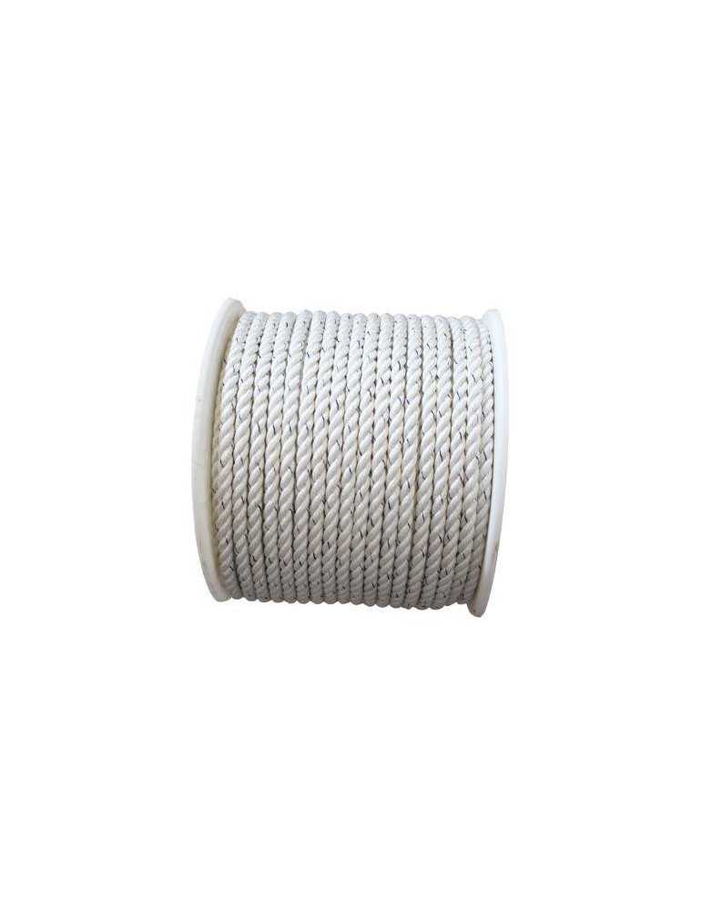 Cordón SEGURA pol. 3 cabos alma trenzada 10 mm. Blanco/azul 100 m.