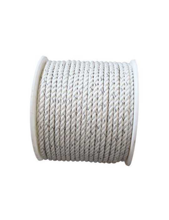 Cordón SEGURA pol. 3 cabos alma trenzada 10 mm. Blanco/azul 100 m.