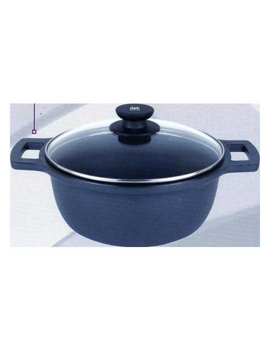Cacerola alta BRA aluminio fundido con tapa cris 24 cm.