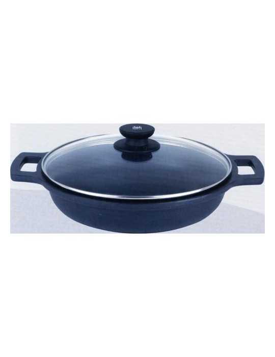 Cacerola baja BRA aluminio fundido con tapa cris 28 cm.