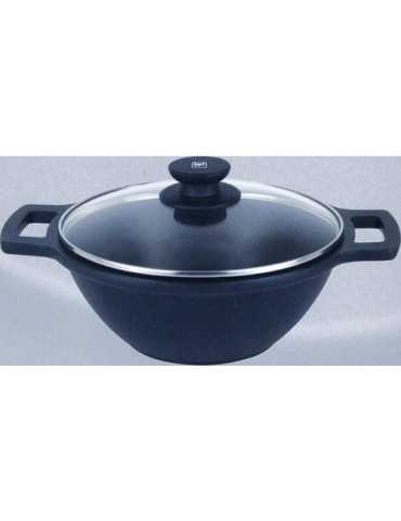 Cacerola Wok BRA aluminio fundido con tapa 24 cm. Induccion
