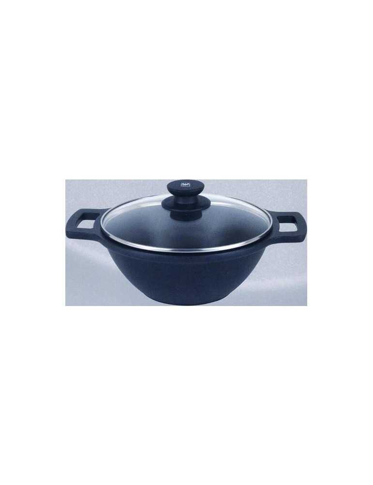 Cacerola Wok BRA aluminio fundido con tapa 24 cm. Induccion