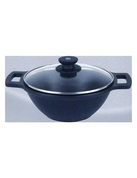 Cacerola Wok BRA aluminio fundido con tapa 24 cm. Induccion