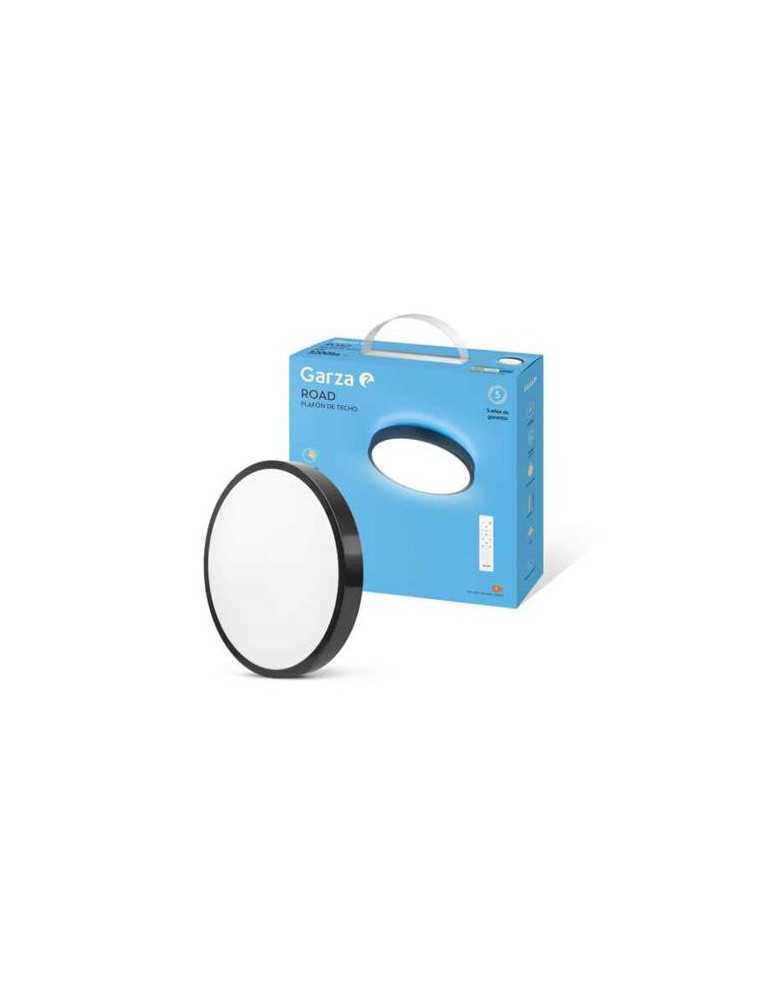 Plafon techo GARZA con aro negro led 42mm 30w con mando