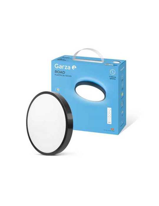 Plafon techo GARZA con aro negro led 42mm 30w con mando