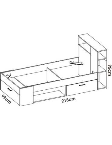 Cama dormitorio compacta LANKA DEKIT 90x190 blanco 2