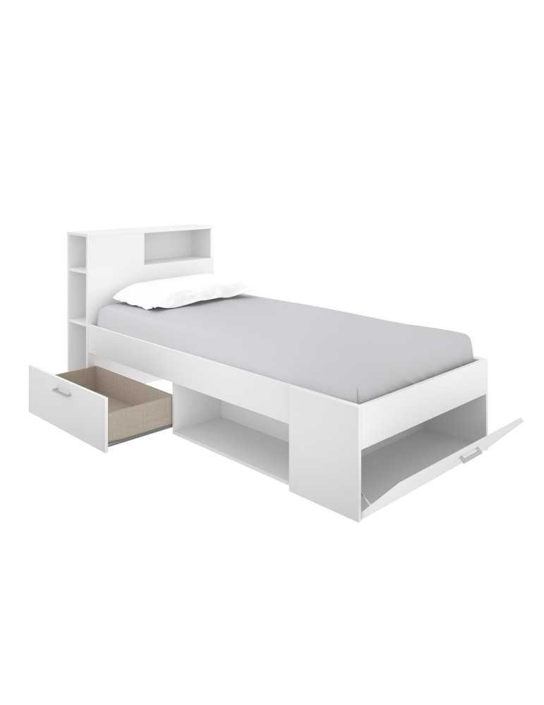 Cama dormitorio compacta LANKA DEKIT 90x190 blanco