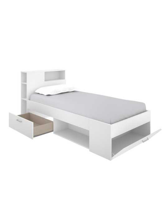 Cama dormitorio compacta LANKA DEKIT 90x190 blanco