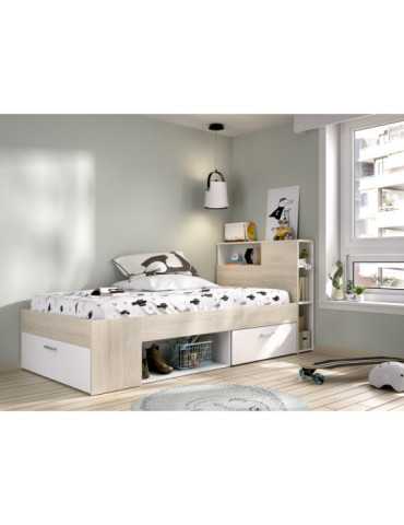 Cama dormitorio compacta LANKA DEKIT 90x190 natural / blanco