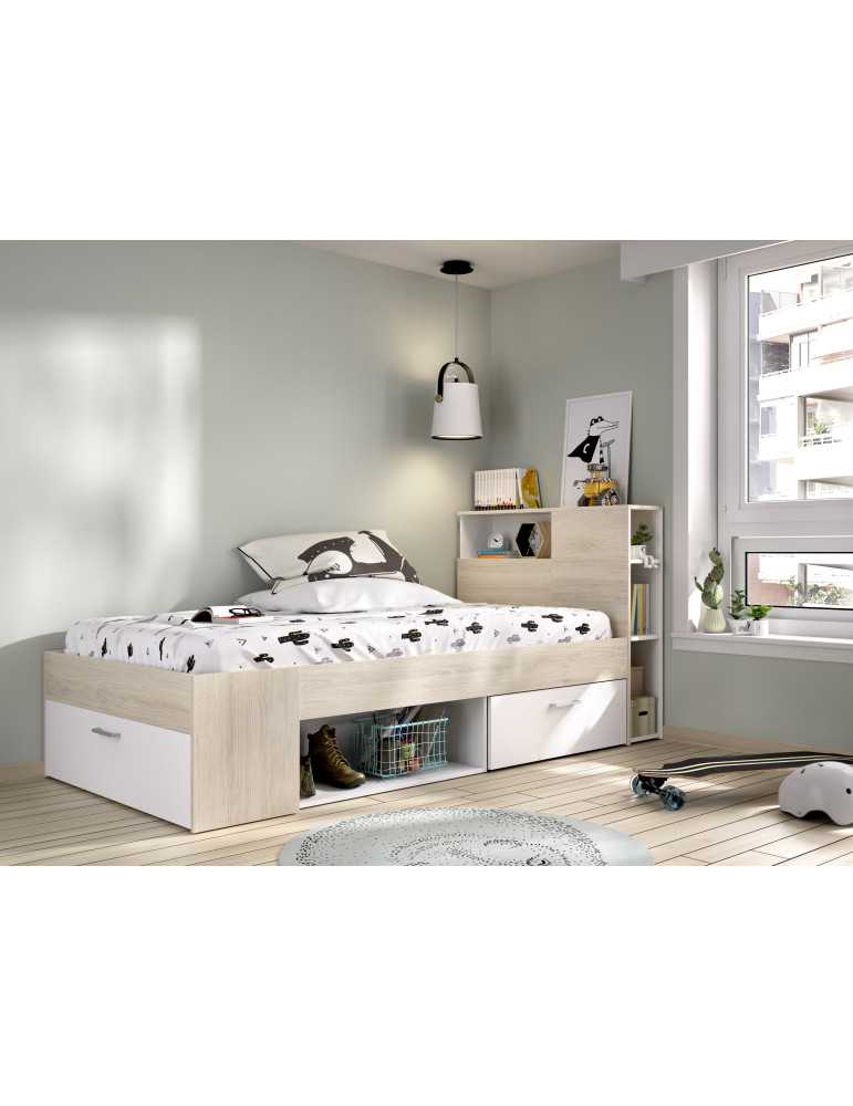 Cama dormitorio compacta LANKA DEKIT 90x190 natural / blanco