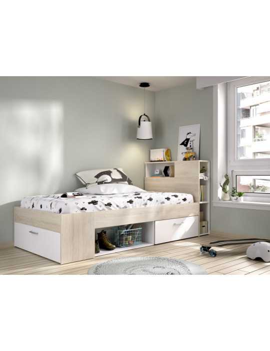Cama dormitorio compacta LANKA DEKIT 90x190 natural / blanco