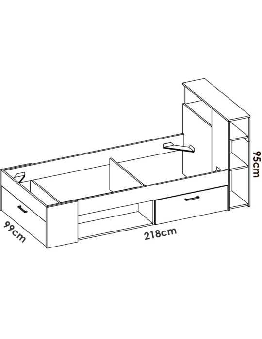 Cama dormitorio compacta LANKA DEKIT 90x190 natural / blanco