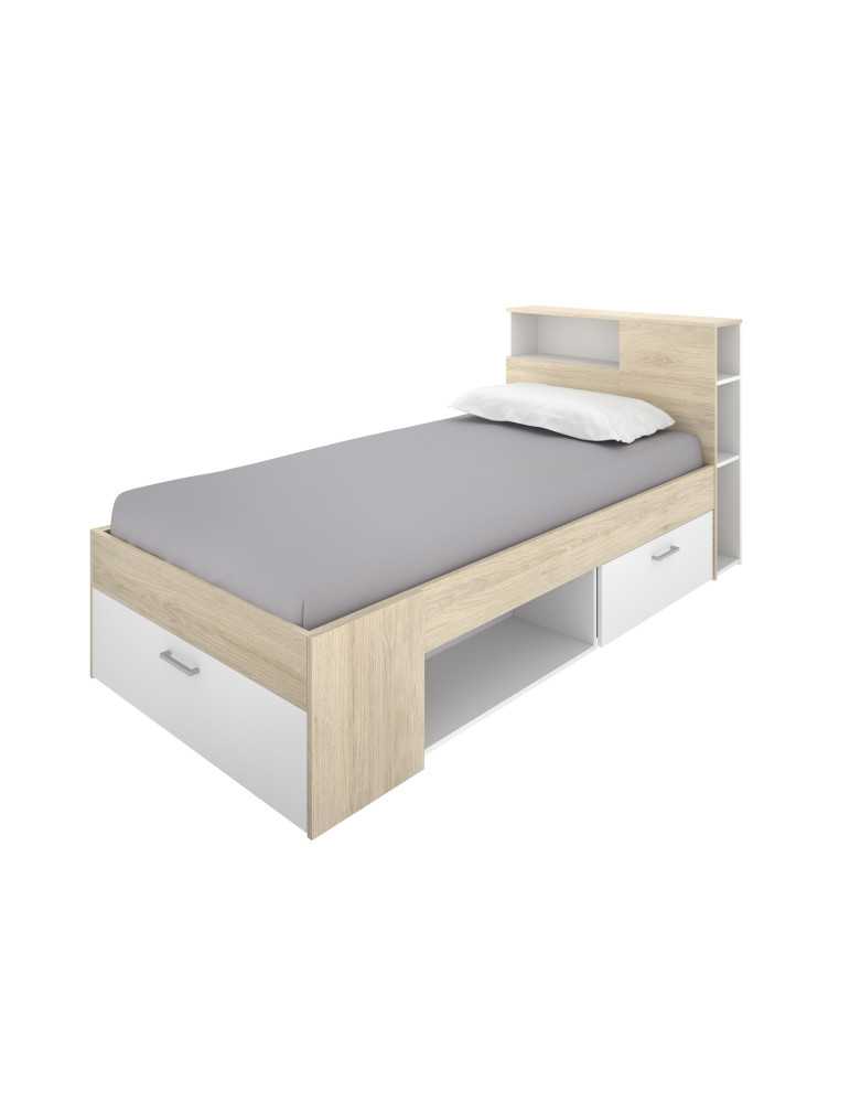 Cama dormitorio compacta LANKA DEKIT 90x190 natural / blanco