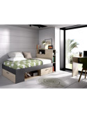 Cama dormitorio compacta LANKA DEKIT 90x190 natural / grafito