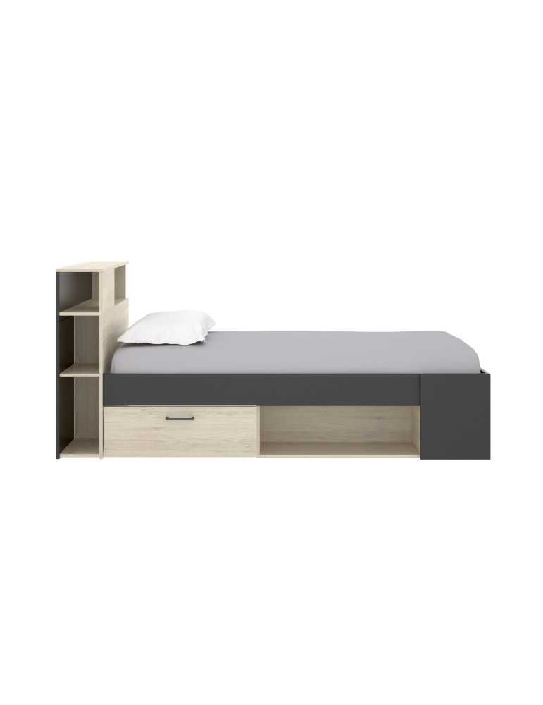 Cama dormitorio compacta LANKA DEKIT 90x190 natural / grafito