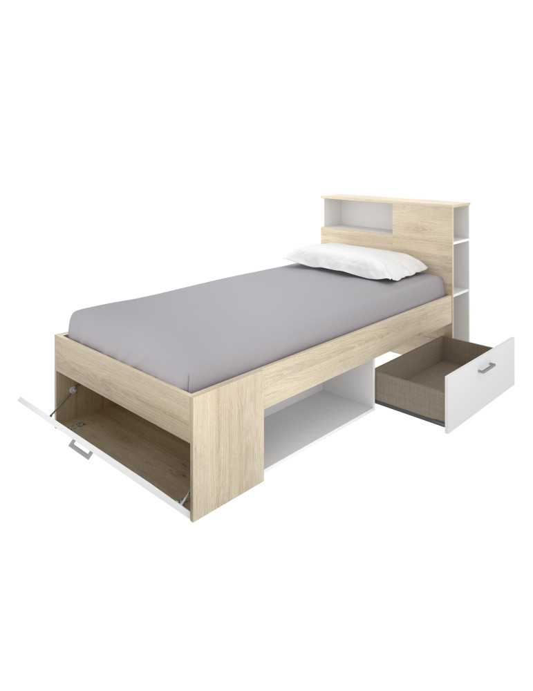 Cama dormitorio DINA DEKIT 190x90 natural / blanco