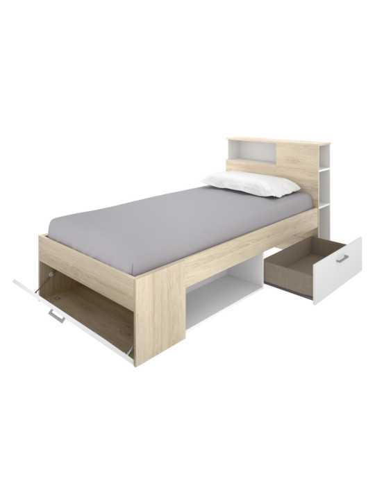 Cama dormitorio DINA DEKIT 190x90 natural / blanco