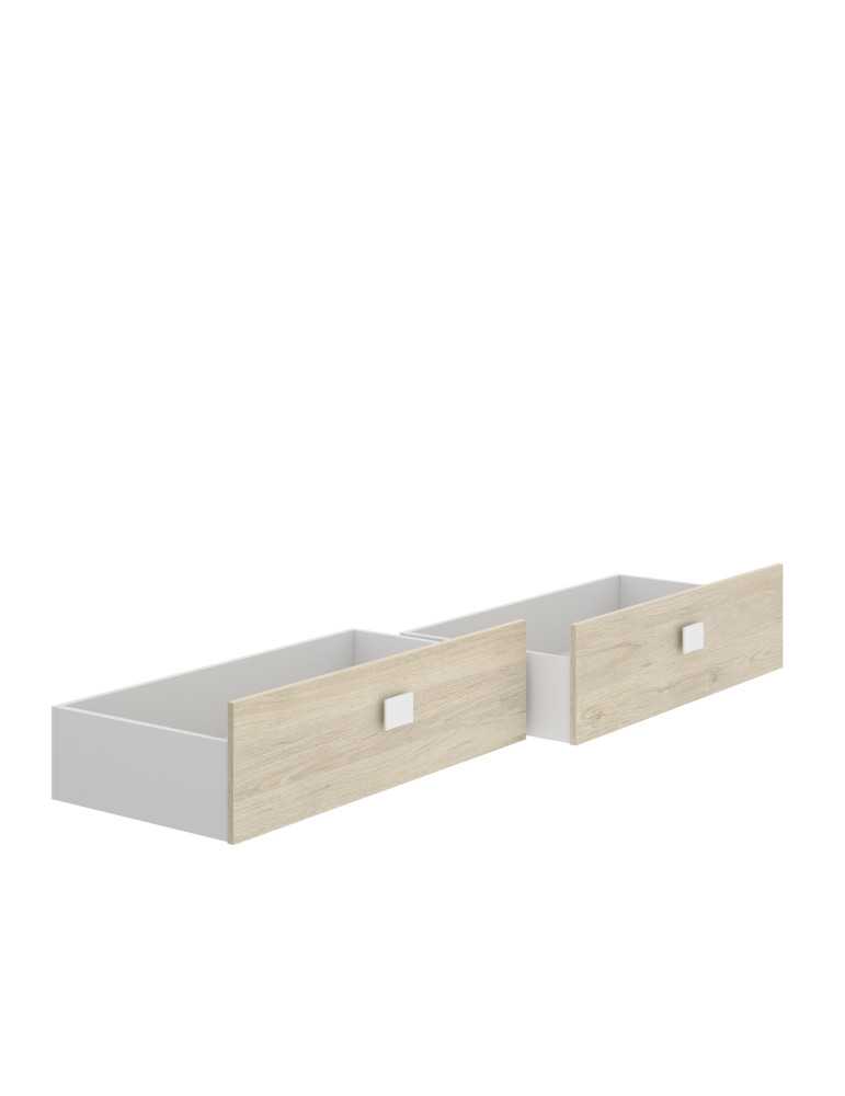 Cama dormitorio con gavetas DINA DEKIT 190x90 + 2 cajones natural / blanco