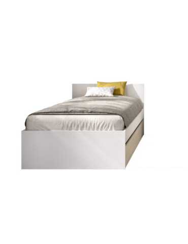 Conjunto cama dormitorio TOP DEKIT 90x190 + arrastre blanco/natural