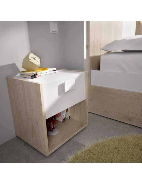 Mesita de noche dormitorio DINA DEKIT 1 cajon natural / blanco