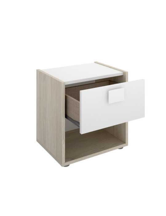 Mesita de noche dormitorio DINA DEKIT 1 cajon natural / blanco