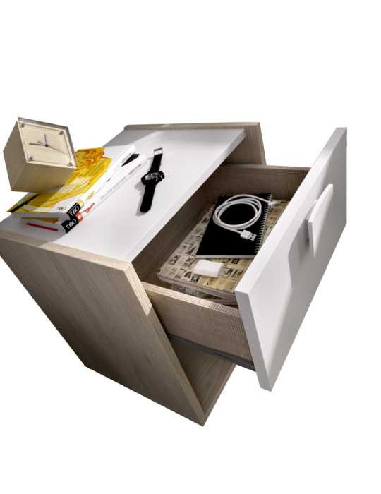 Mesita de noche dormitorio DINA DEKIT 1 cajon natural / blanco