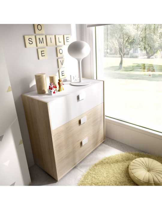Comoda dormitorio DINA DEKIT comoda 3 cajones natural / blanco
