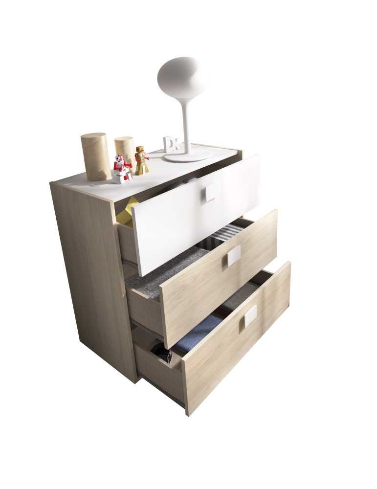 Comoda dormitorio DINA DEKIT comoda 3 cajones natural / blanco