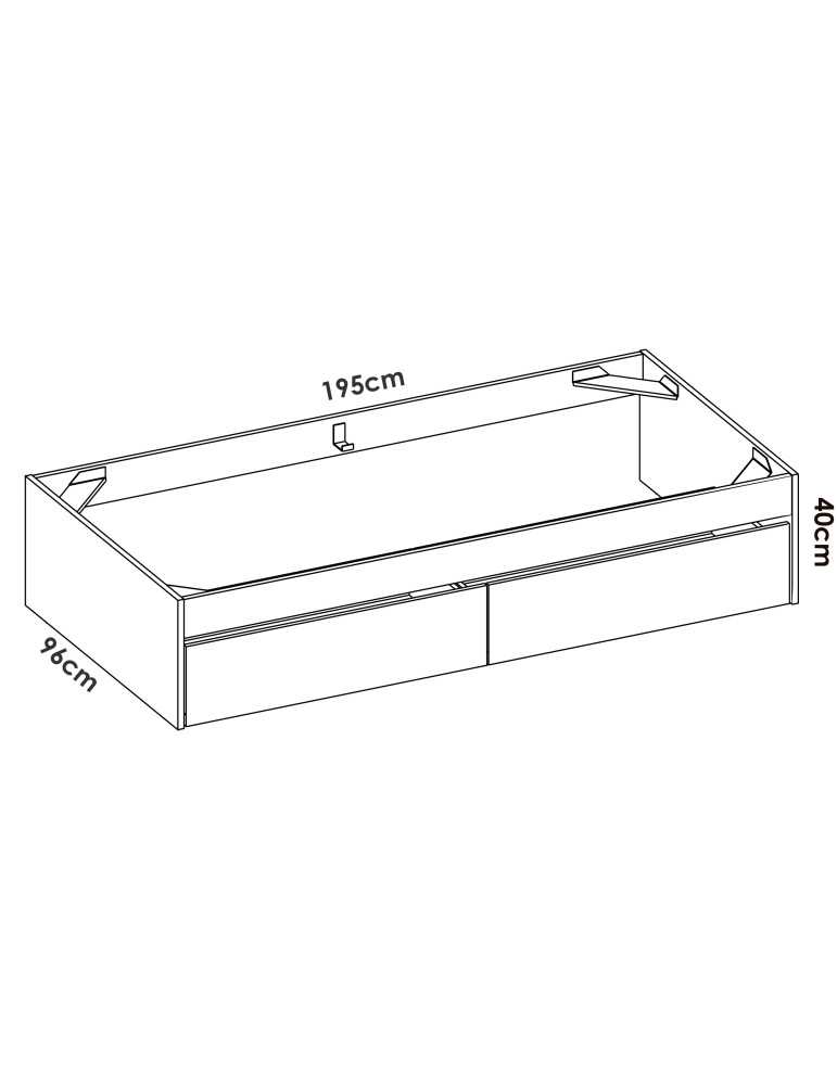 Base cama dormitorio con cajones LAGO DEKIT 90x190 + 2 cajones blanco