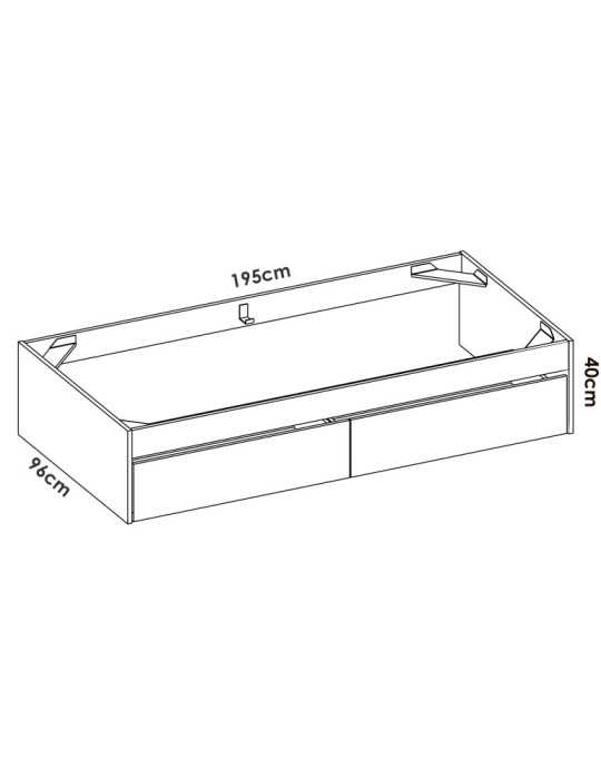 Base cama dormitorio con cajones LAGO DEKIT 90x190 + 2 cajones blanco