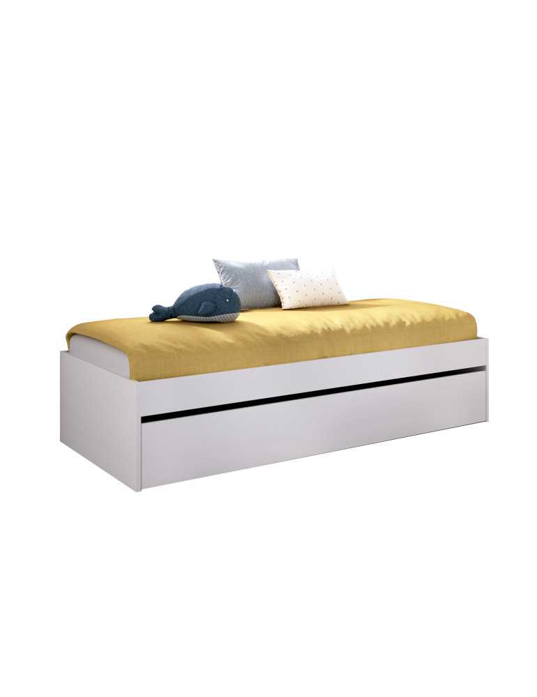 Base cama dormitorio LAGO DEKIT 90x190 + arrastre blanco