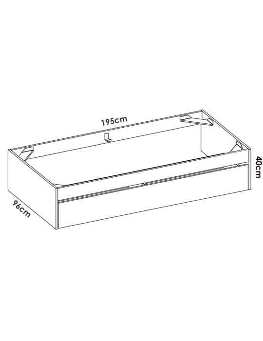 Base cama dormitorio LAGO DEKIT 90x190 + arrastre blanco