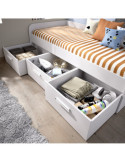 Cama nido dormitorio con cajones MEK DEKIT con 3 cajones blanco